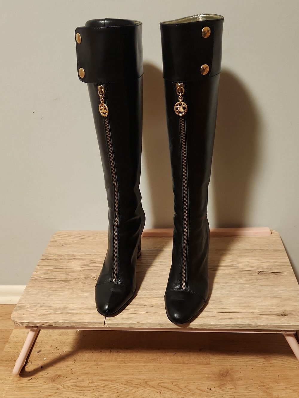 BELLOFATO BLACK LEATHER BOOTS SIZE 8